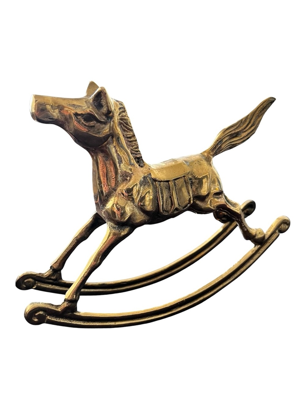 Vintage Brass Rocking Horse 70s 80s Figurine Decor